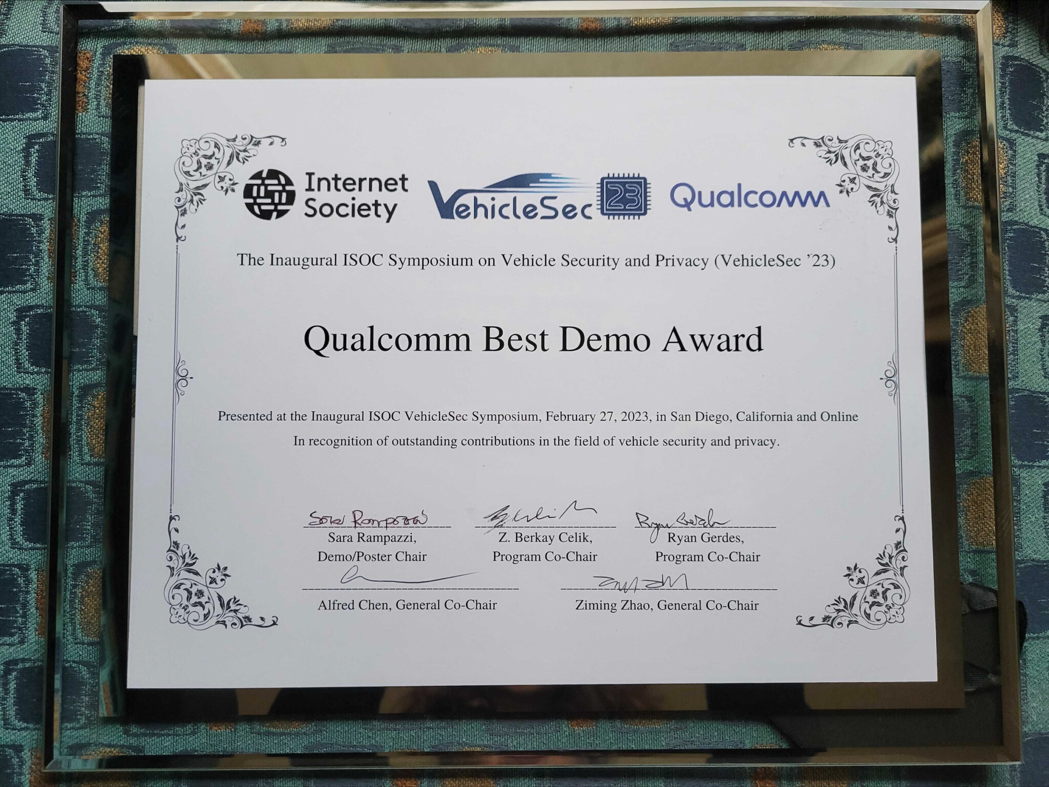 Itl Researcher Received The Best Paper And Best Demo Awards At The Vehiclesec 2023 Symposium Amrd Itl Researcher Received The Best Paper And Best Demo Awards At The Vehiclesec 2023 Symposium Amrd